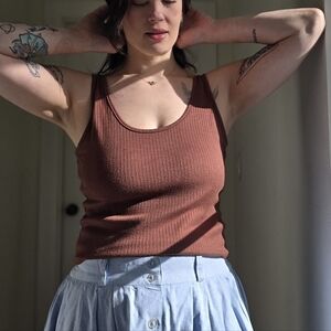 Rust Ribbed Cropped Tank